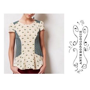 Anthropologie Maeve Fluttered Oak silk Top 6